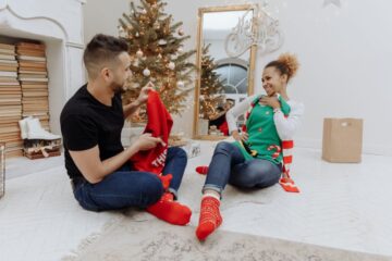 Summertime Wedding with Flocked Christmas Trees